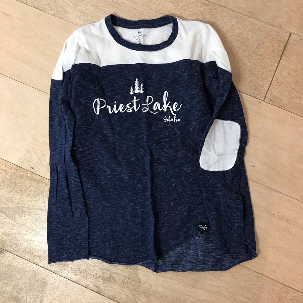 Navy Blue Priest Lake Shirt with Elbow Patches, Women’s Size Medium